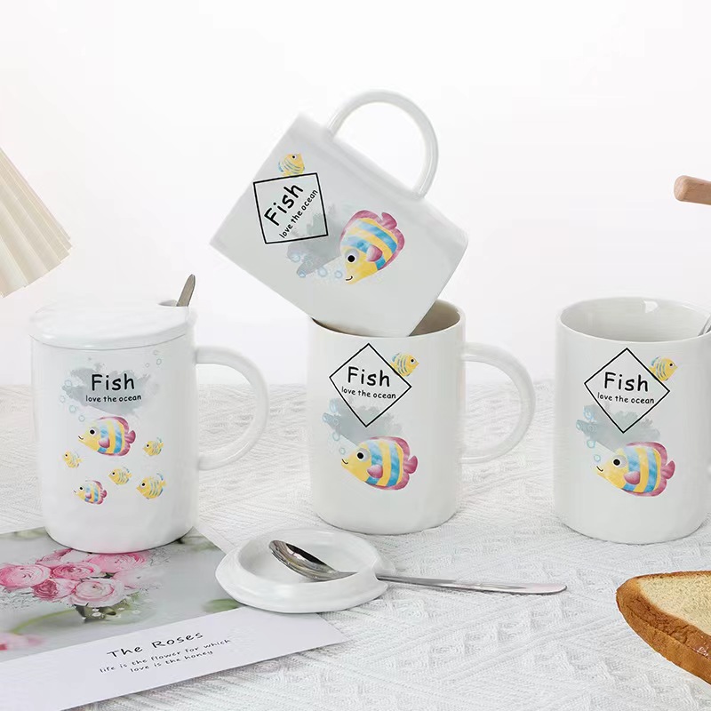 Fashion Simple Fish Fun Mug Office Home Coffee Cup Milk Tea Cup Water Cup With Hand Gift Cup details Picture