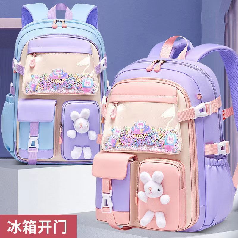 New elementary school schoolbag girls 1-3-6 Waterproof children's Princess large capacity backpack open door thumbnail