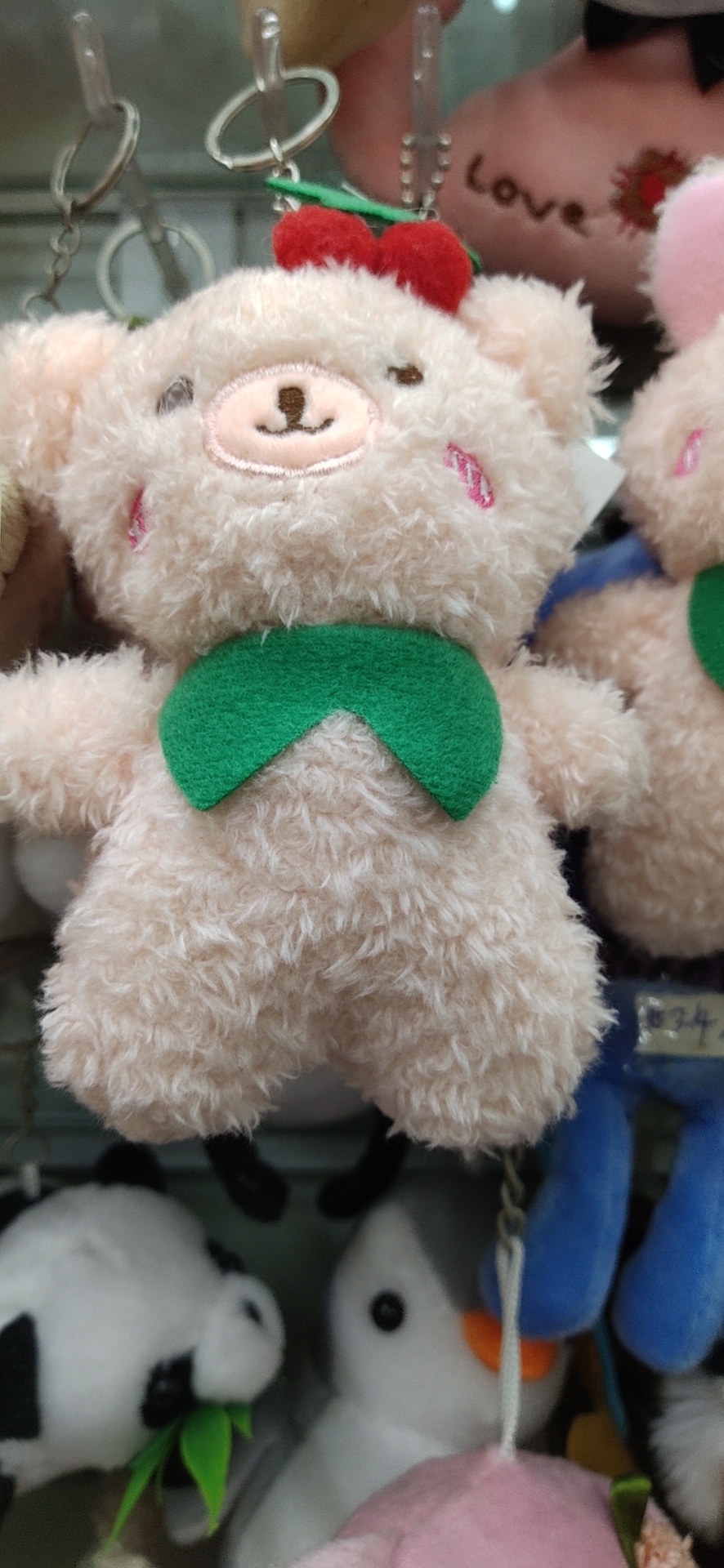 毛绒背包钥匙装饰挂件婚庆抛洒会议礼品12公分樱桃熊挂件