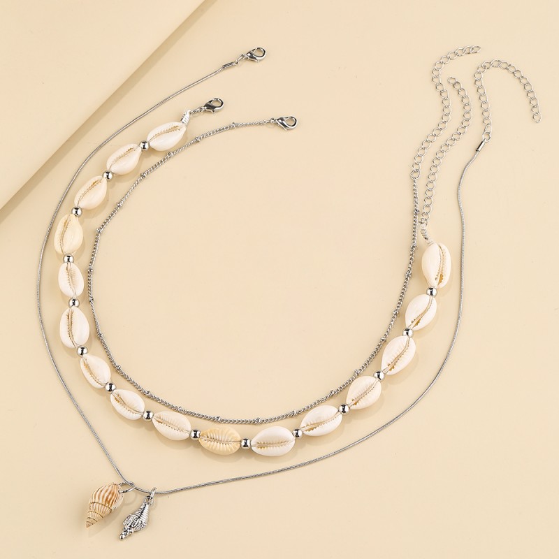 Cross-border creative fashion Alloy shell multi-layer hand string bracelet ins wind handmade natural shell alloy hand jewelry thumbnail