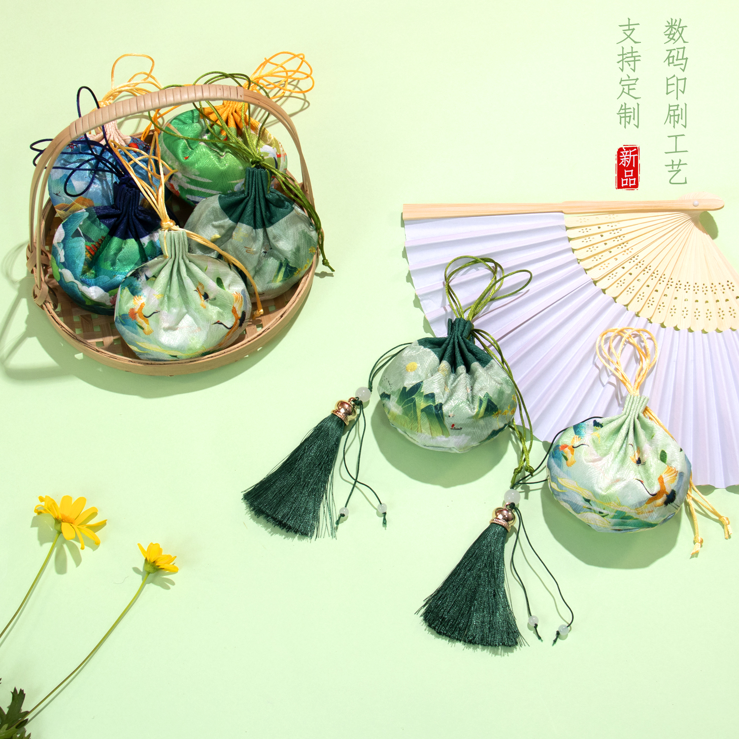 新品端午节香包数码印刷香囊空袋艾草香袋随身古风汽车挂件礼品袋