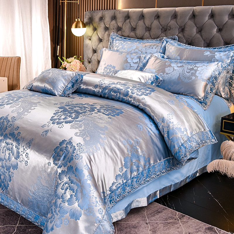 European style satin silk sateen cotton lace bed four piece four-piece jacquard bedding set thumbnail