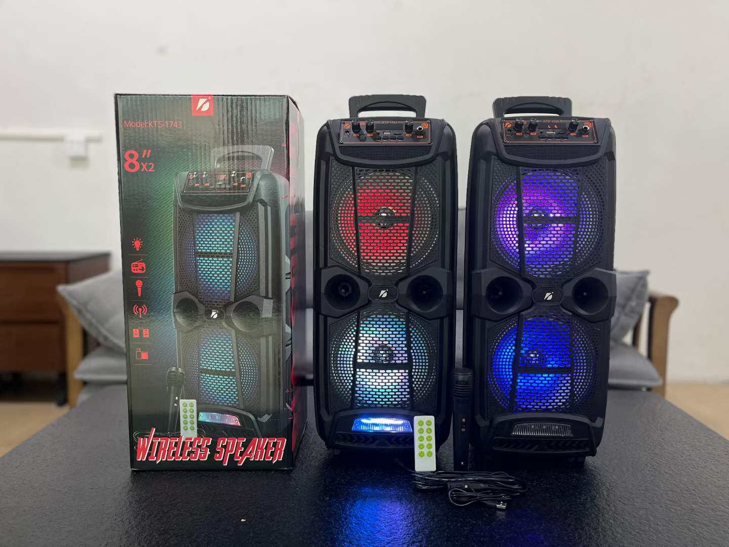 KTS-1743 double - inch series portable speakers Bluetooth wireless audio radio Specification drawing