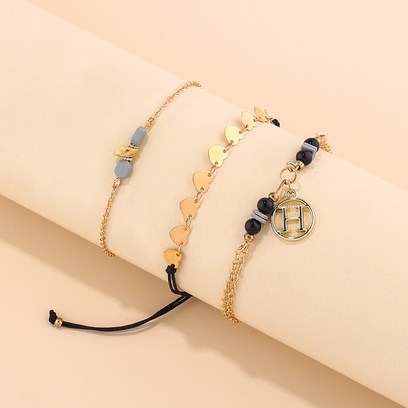 Creative H Alloy Pendant Peach Heart multi-layer hand string handmade hand jewelry fashion ceramic rice bead alloy heart bracelet thumbnail