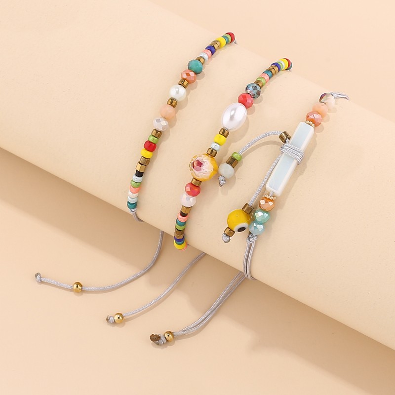 Fashion matching ceramic square beads colorful rice beads multi-layer string hand creative Bohemian national wind string string hand rope thumbnail