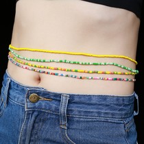 Europe and the United States cross-border fashion multi-layer mixed waist chain sexy handmade beaded against color rice bead waist chain manufacturers direct sales