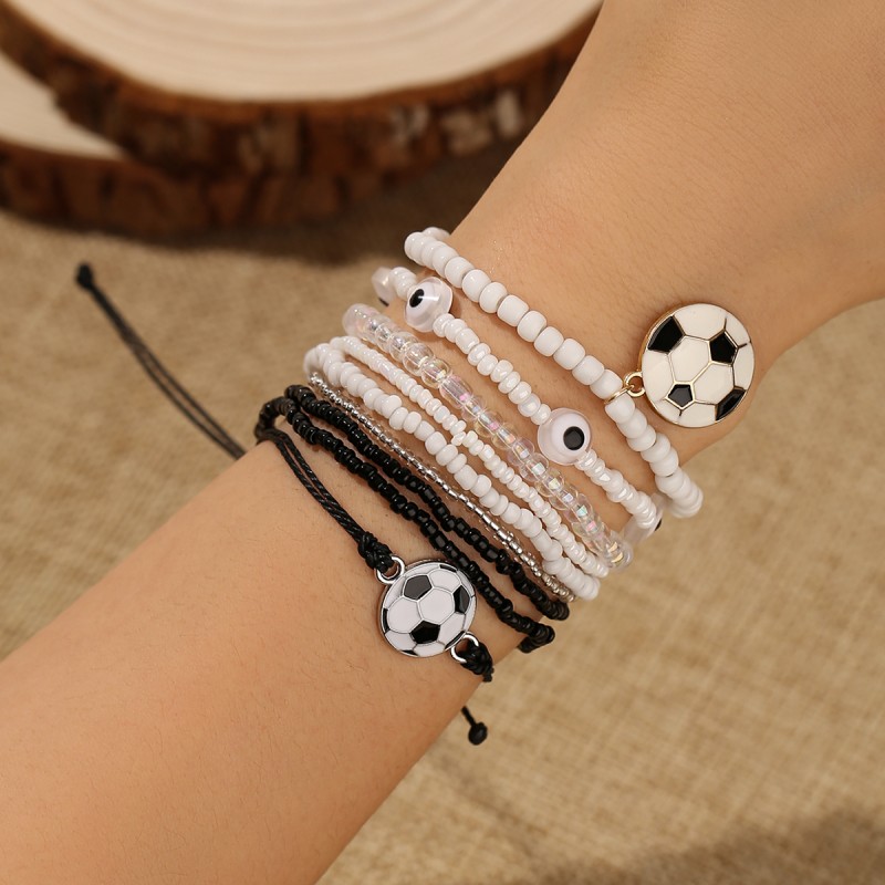 Sports wind multi-layer rice beads fans hand string football fans rice beads hand string series handmade rice beads crystal hand rope hand ornaments thumbnail