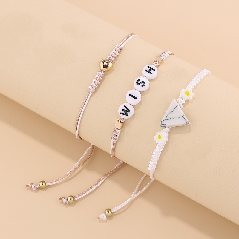 Cross-border wholesale fashion 100 hand accessories creative national style ceramic letter triangle natural stone multi-layer hand rope string thumbnail