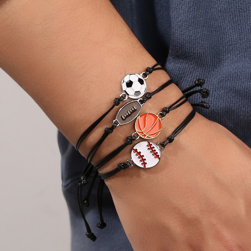 Hand woven Folded wearing fan hand string hand ornaments alloy pendant football hand string basketball hand string sports series hand rope