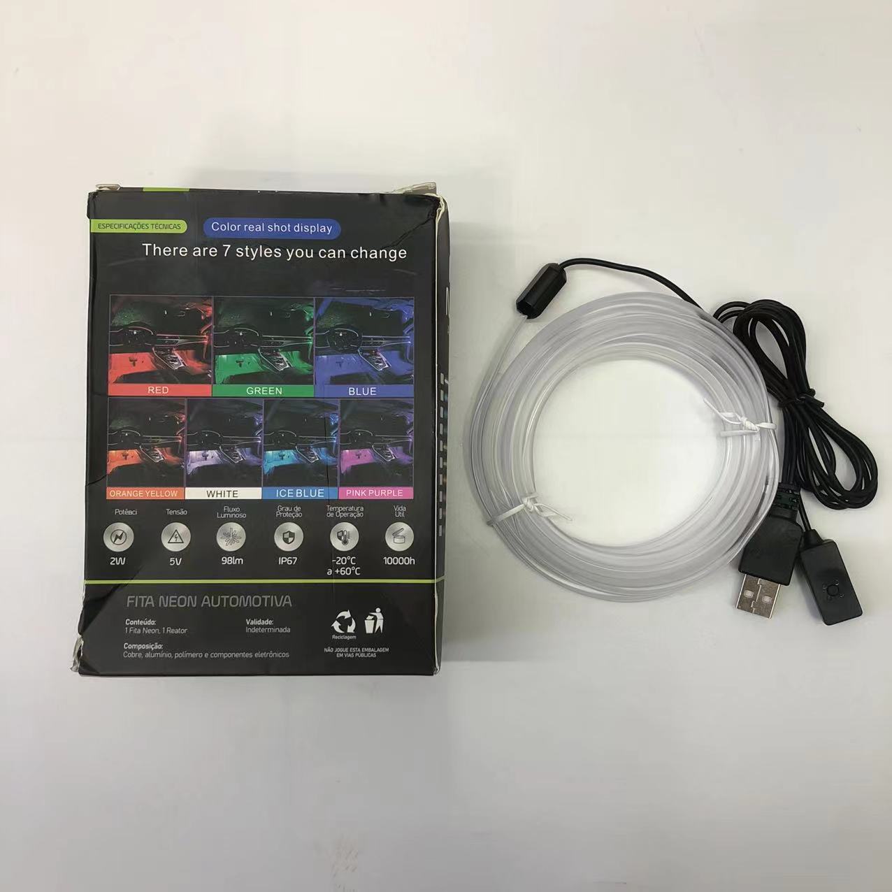 Automotive LED ambient light, vehicle-mounted optical fiber seven-color light modification, USB light strip, ambient light strip details Picture