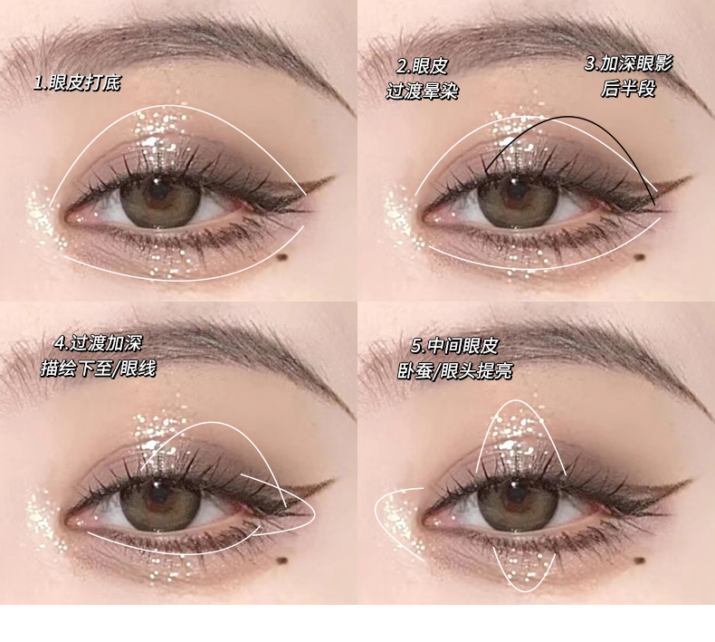 xixi柔光焕彩美眸7色眼影盘珠光哑光亮闪持妆燕麦奶咖大地色眼影详情9