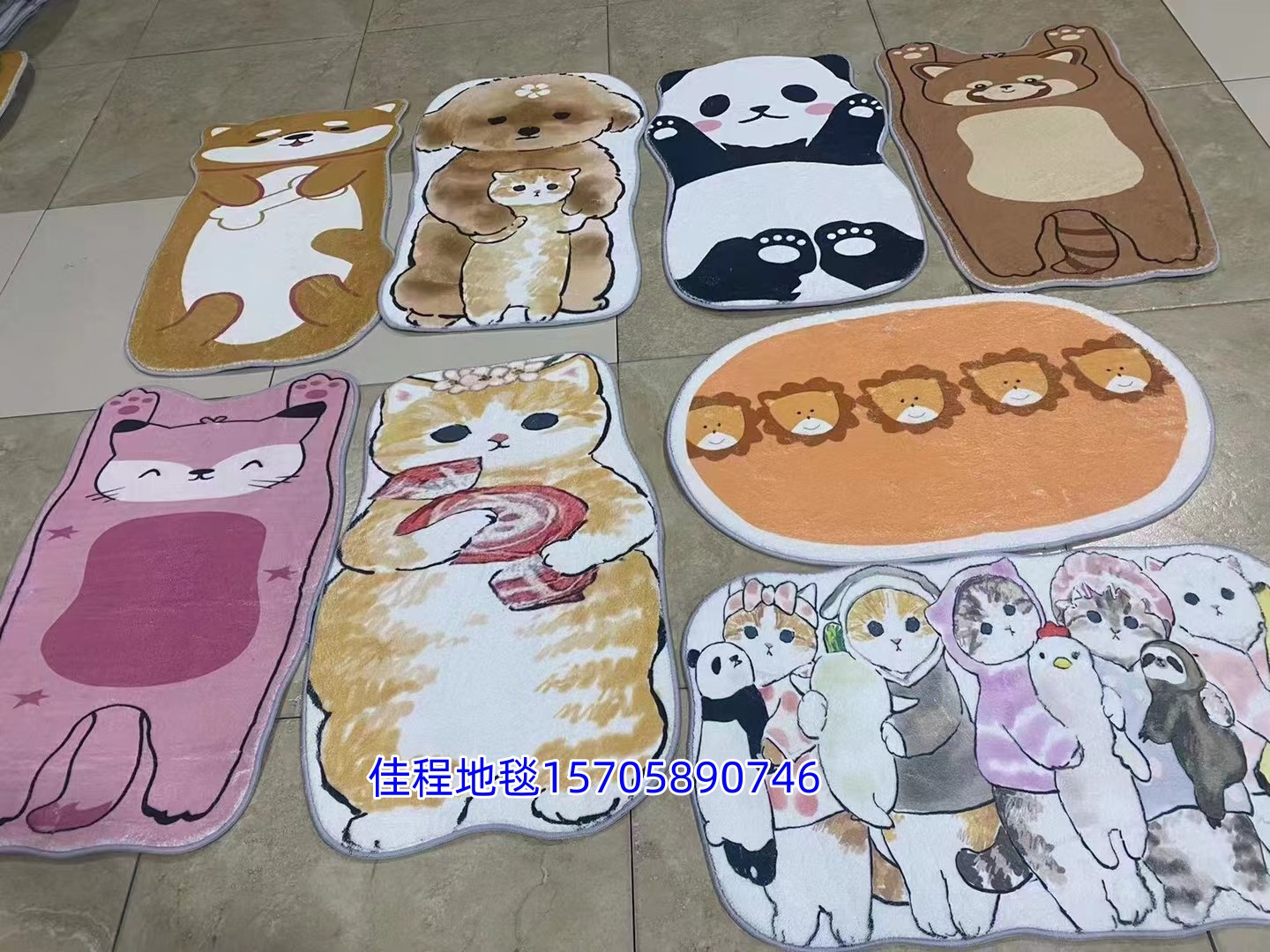 仿羊绒数码印花地垫猫咪地垫脚垫地毯防滑垫床边毯厨房垫门垫 产品质量好 图案很漂亮可以来图定制尺寸50*80cm详情5