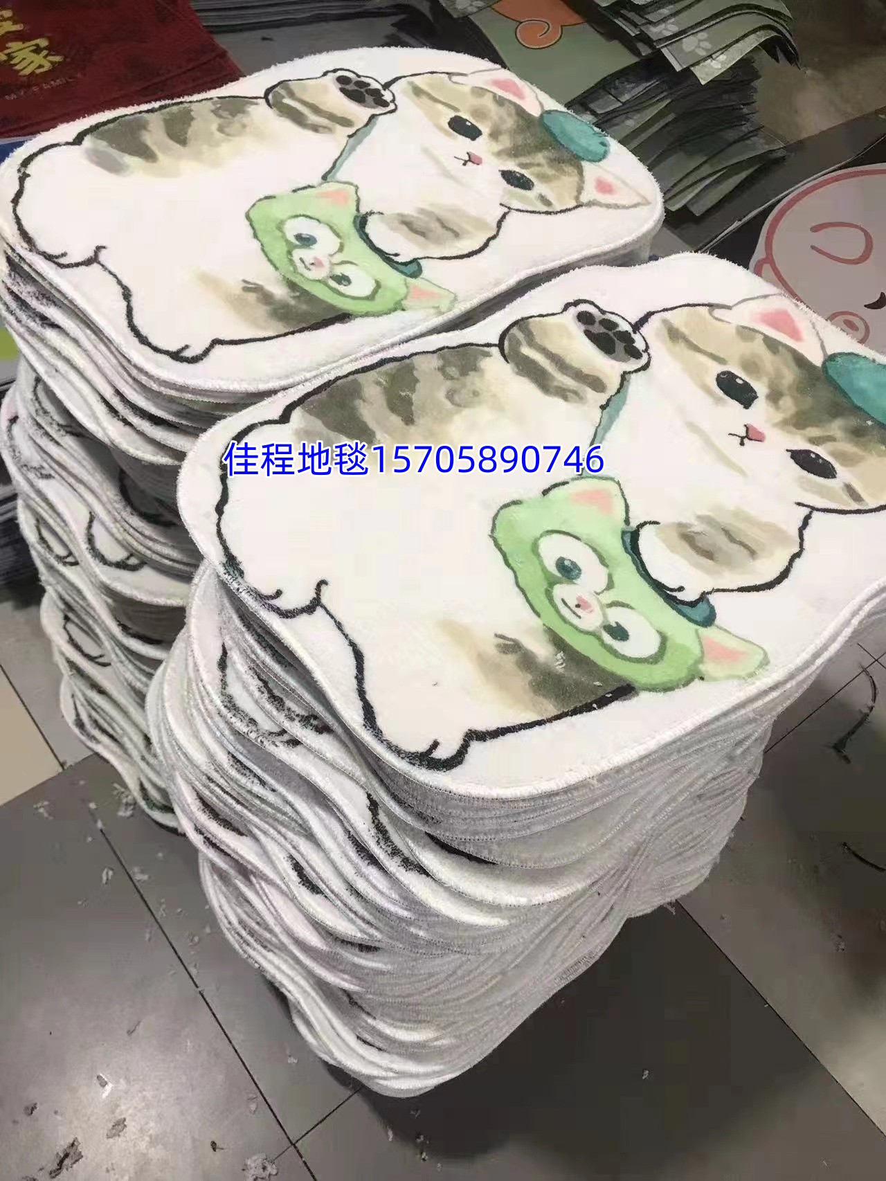 仿羊绒数码印花地垫猫咪地垫脚垫地毯防滑垫床边毯厨房垫门垫 产品质量好 图案很漂亮可以来图定制尺寸50*80cm详情2