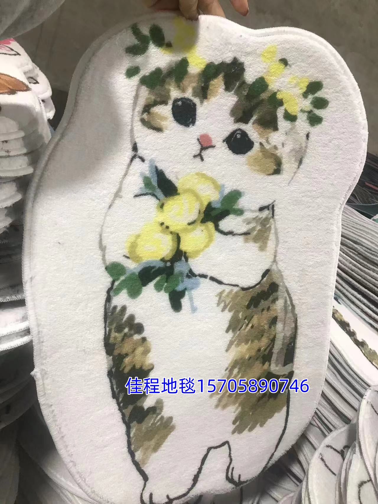 仿羊绒数码印花地垫猫咪地垫脚垫地毯防滑垫床边毯厨房垫门垫 产品质量好 图案很漂亮可以来图定制尺寸50*80cm详情9