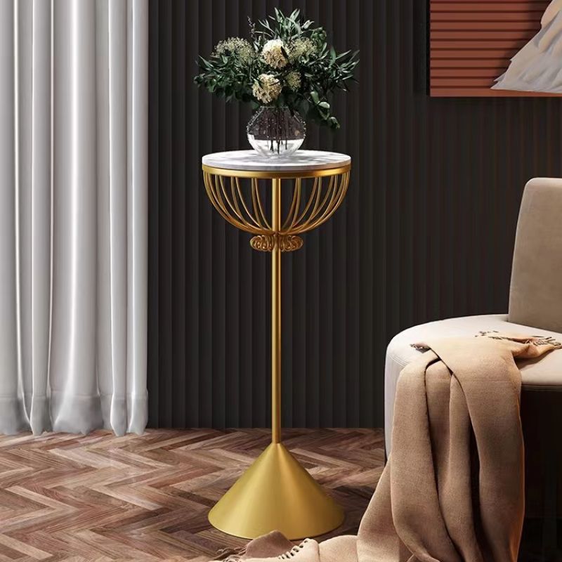 Yuan Da Iron Art's high-end Nordic light luxury flower stand, living room green ivy floor-standing marble storage rack, indoor flower POTS Specification image