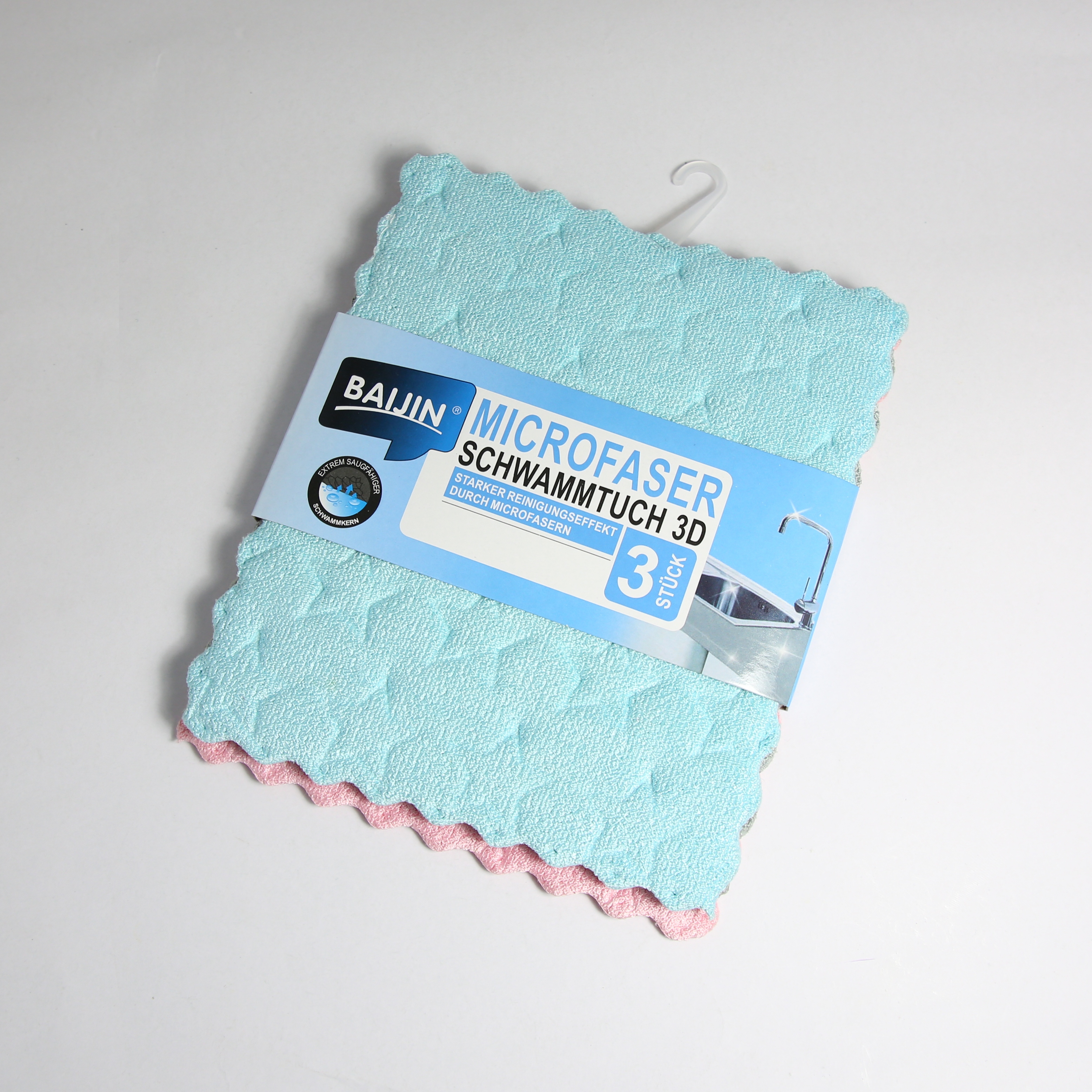 3D Washing Bamboo Fiber Dish Cloth Color dish towel thickened Cleaning towel Kitchen towel 3 strips surround card