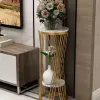 Nordic flower stand storage rack, light luxury living room, indoor balcony, simple floor-standing marble green ivy flower stand side table details Picture
