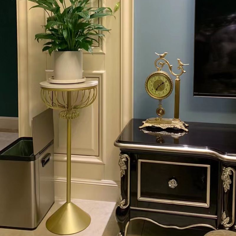 Yuan Da Iron Art's high-end Nordic light luxury flower stand, living room green ivy floor-standing marble storage rack, indoor flower POTS details Picture