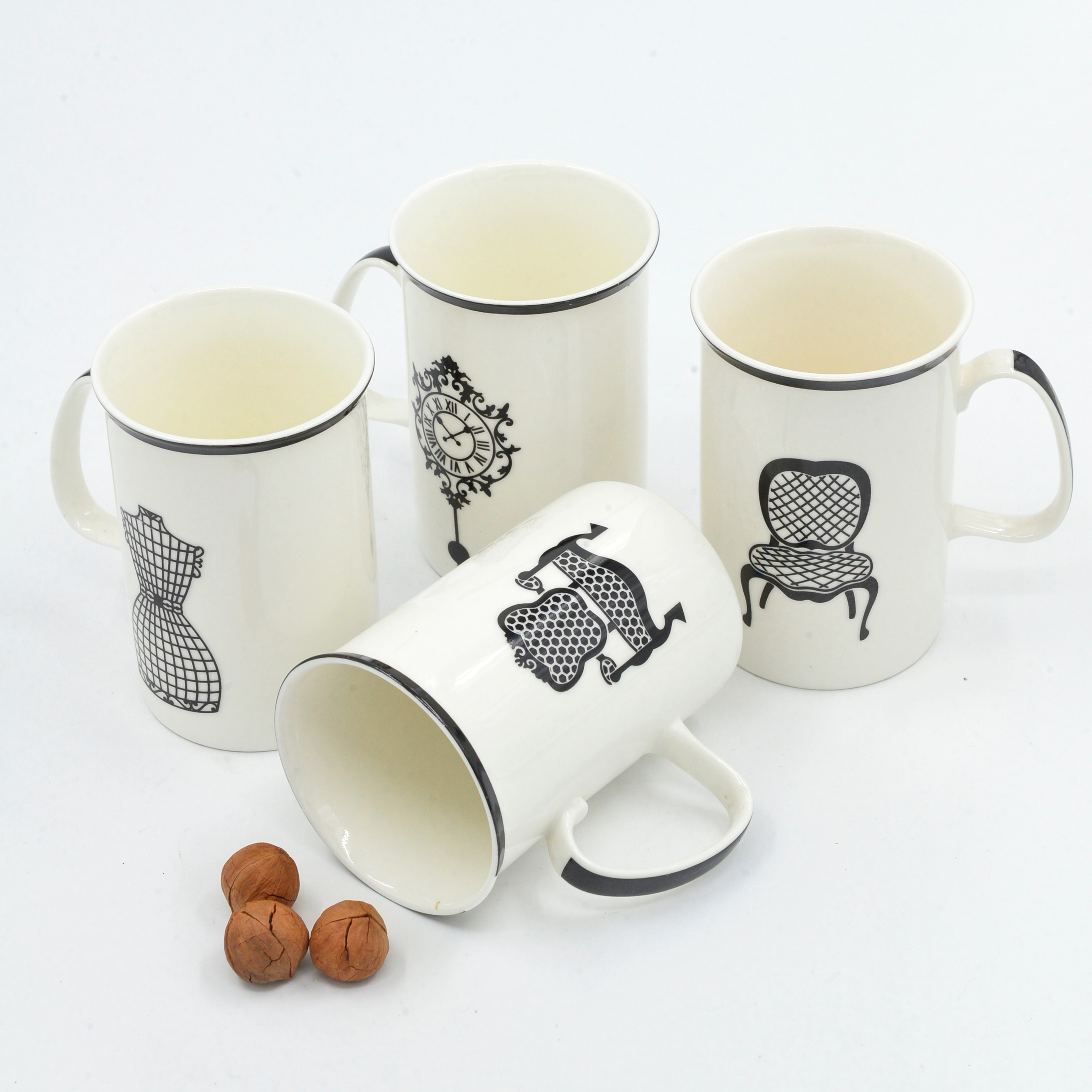 European creative bone China coffee cup Milk cup large capacity ceramic Mark water cup cup Tea cup simple thumbnail