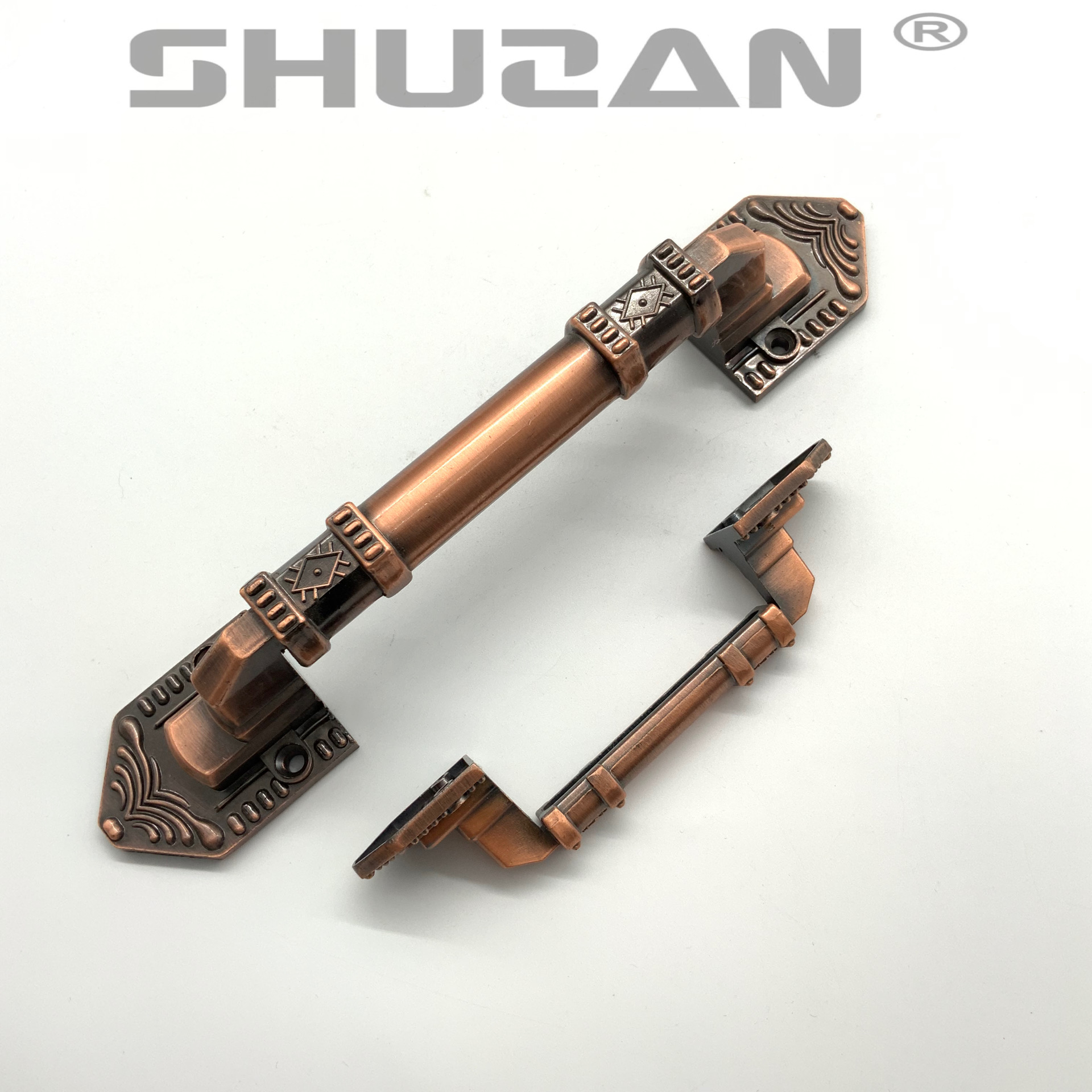 舒赞 仿古铜欧式对开门拉手 木门大门老式明装柜门房门把手门五金配件详情2