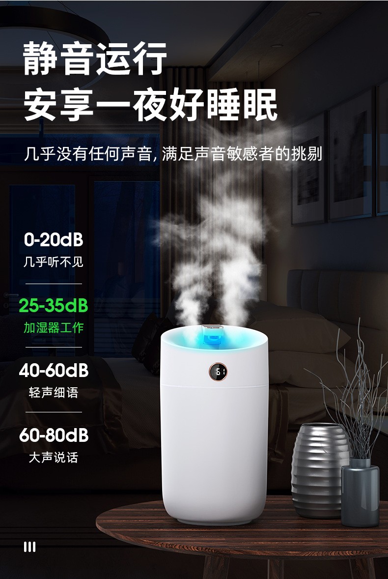 新款跨境家用加湿器X12香薰3L大容量双喷雾空气净化器X11详情2