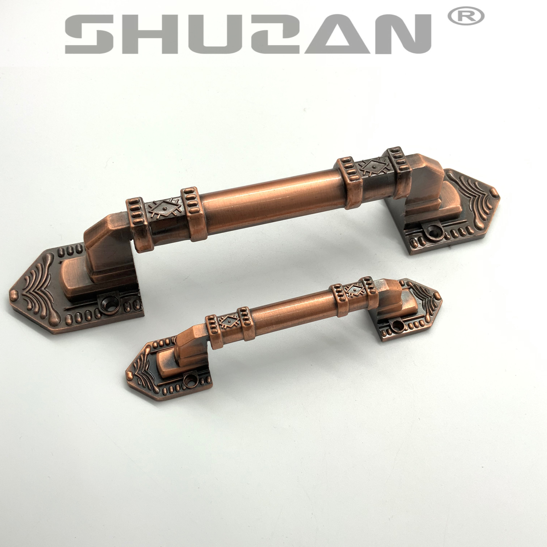 舒赞 仿古铜欧式对开门拉手 木门大门老式明装柜门房门把手门五金配件详情1