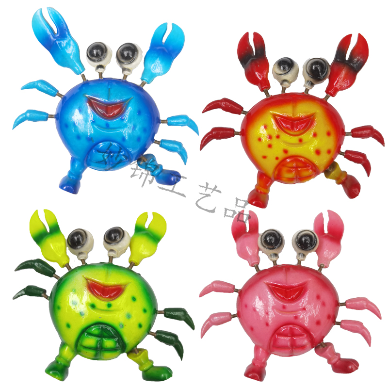 3D Three-Dimensional Color Plastic 4-Inch Happy Crab Refrigerator Sticker Creative Home Background Decoration Arts And Crafts Ornaments