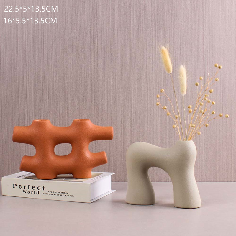 New Nordic modern creative internet-famous ceramic geometric vase model room living room TV cabinet decorative handicrafts and ornaments