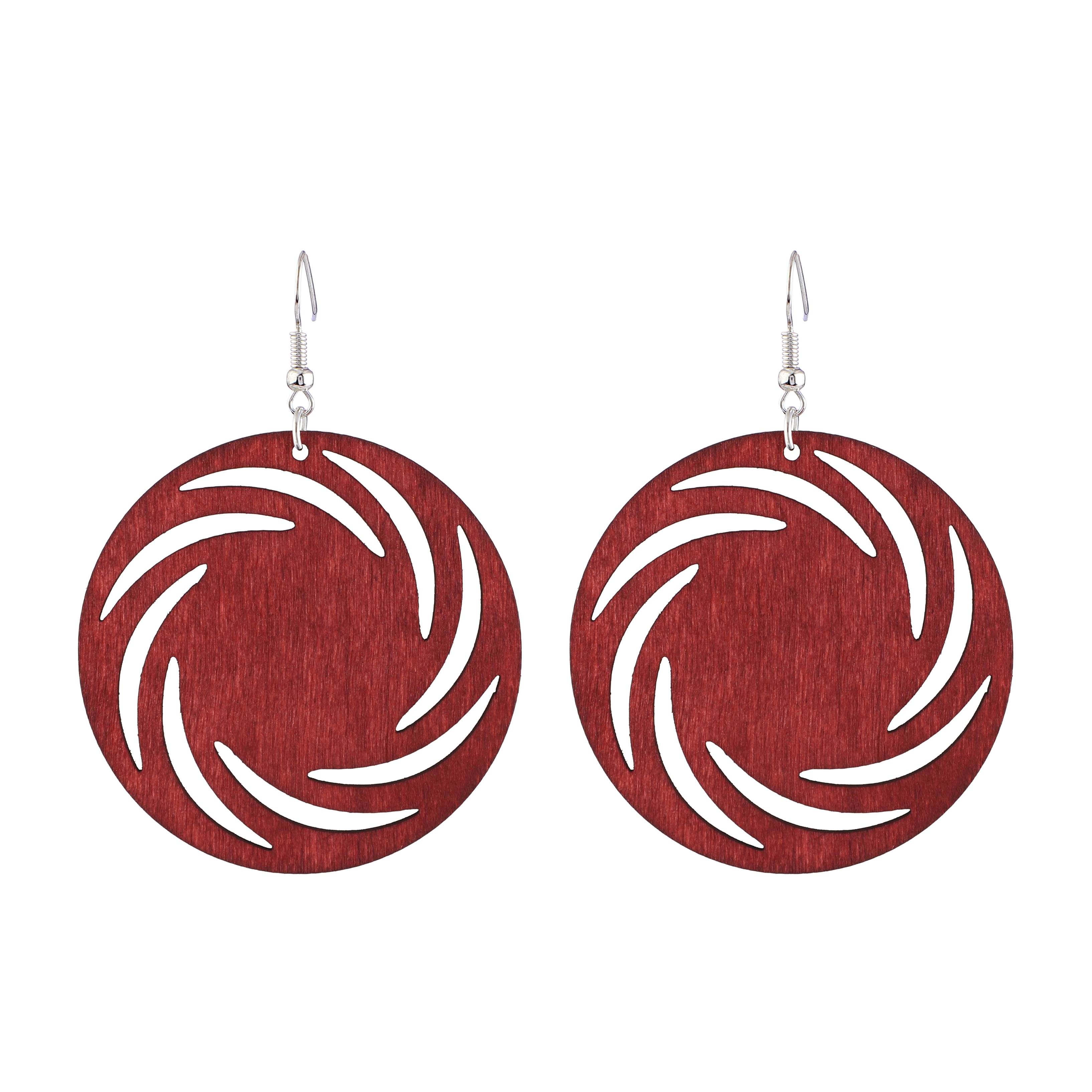 Whirlwind wooden pendant earrings ladies national style hollow fashion personality wood earrings earrings European and American accessories wholesale customization Specification drawing