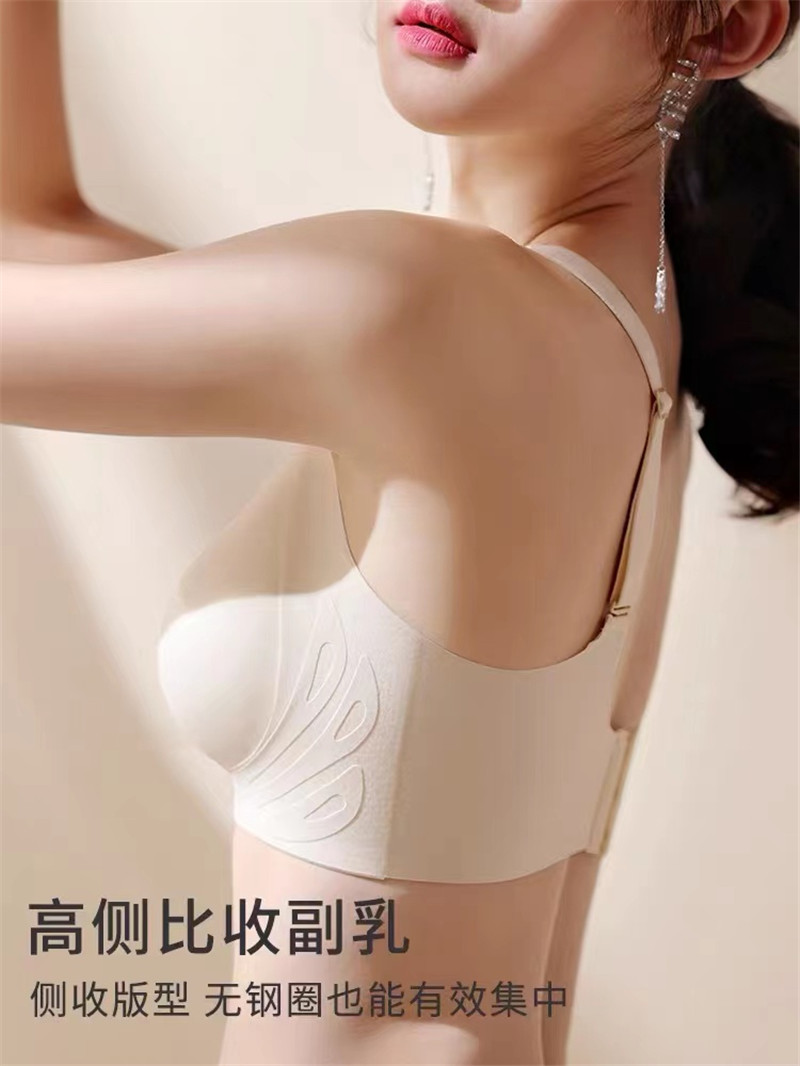 Sexy Lace Semi-Bra For Women Winter No Underwire Push-Up Anti-Sag Small Breasts Large Shape Bra Set Curiosity Missy Small Breasts Push-Up Bra For Women Thin Large Non-Underwire Lace Bra Set French Red Anti-Sag