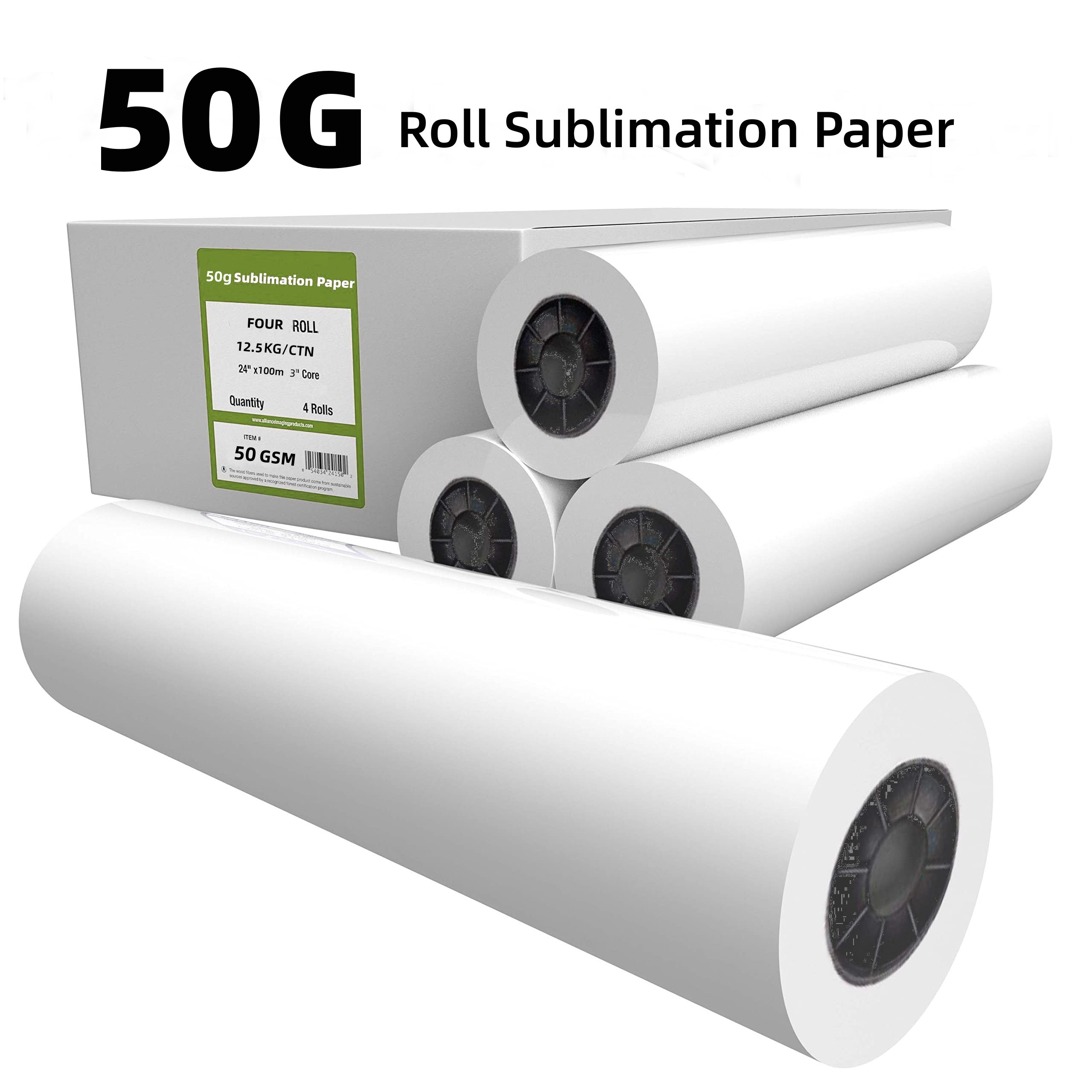 50G Roll Sublimation Paper 0.61Mx100m Thermal Transfer Paper Thermal Sublimation Transfer Paper Digital Heat Painting Thermal Sublimation Transfer Paper Digital Printing Paper Quick Drying Digital Printing Paper Thermal Sublimation Transfer Paper