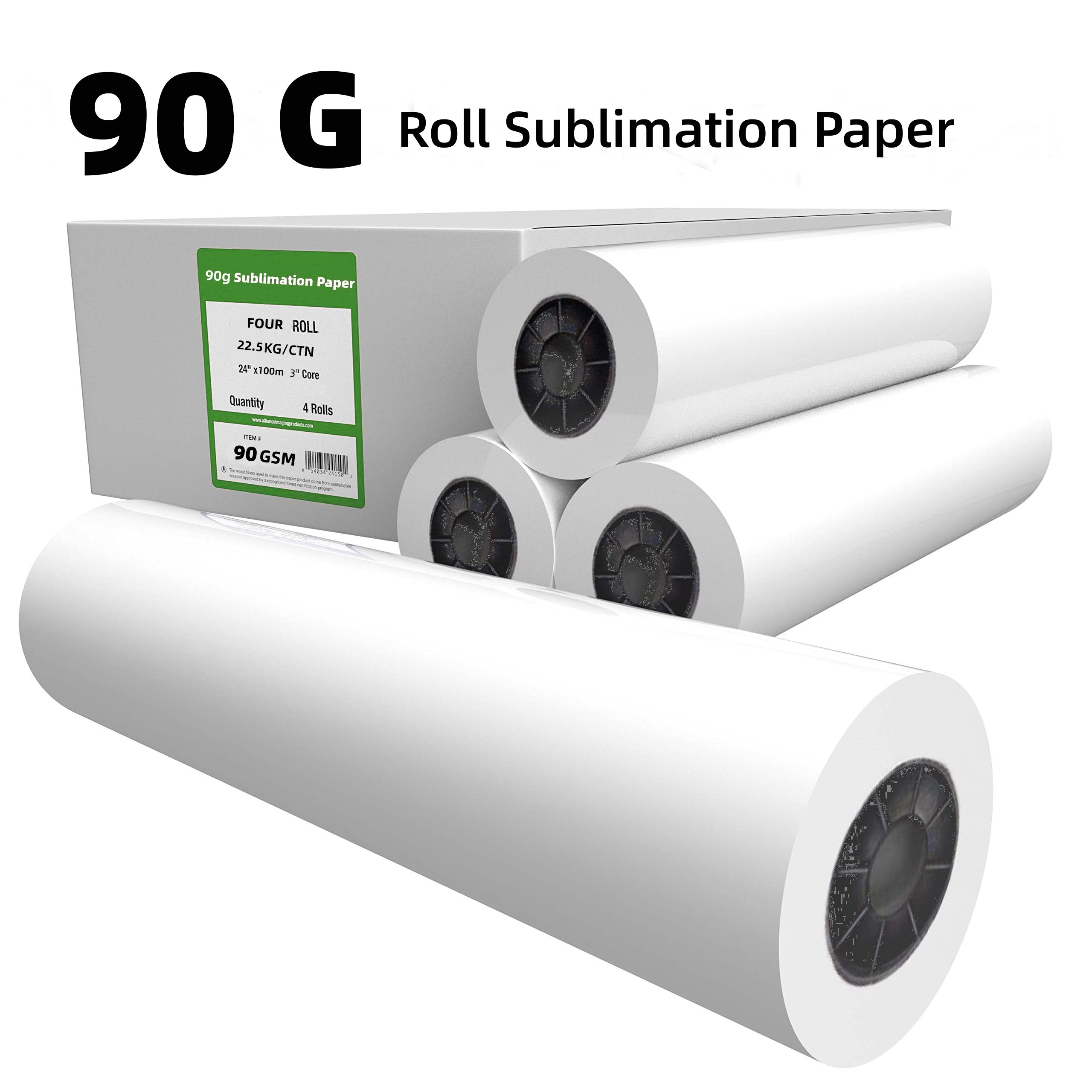 90G Roll Sublimation Paper 0.61Mx100m Thermal Transfer Paper Thermal Sublimation Transfer Paper Digital Heat Painting Thermal Sublimation Transfer Paper Digital Printing Paper Quick Drying Digital Printing Paper Thermal Sublimation Transfer Paper