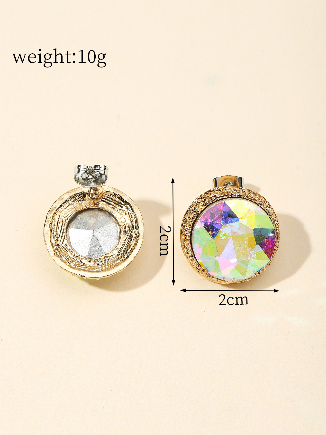 Retro big imitation gem stud AB color jewel stud Japanese and South Korea new women's earrings earrings custom wholesale Application Scenario
