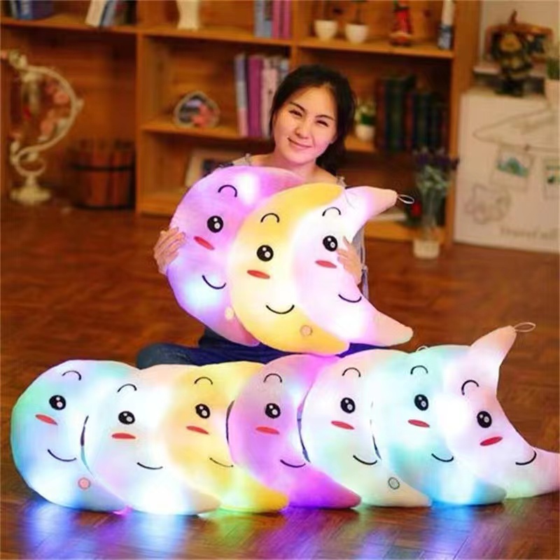 Moon Colorful Light Pillow Round Face Smile Colorful Light Pillow Cushion Doll Doll Happy Sister