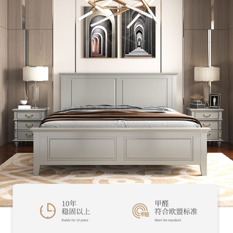 美式轻奢实木床卧室现代橡胶木床可定制加工图