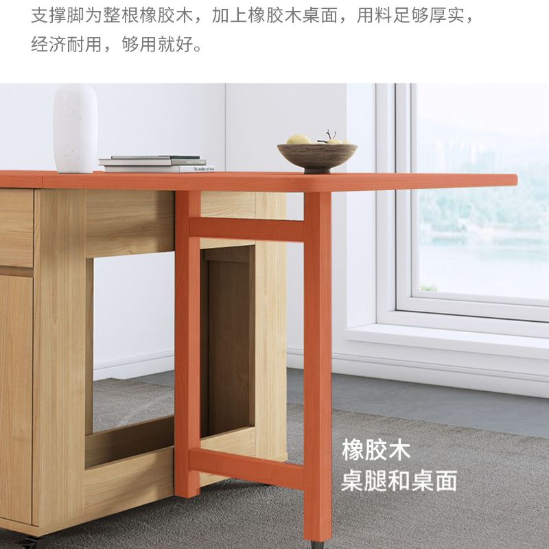 实木折叠餐桌小户型家用多功能可移动餐桌椅组合6人饭桌详情图2
