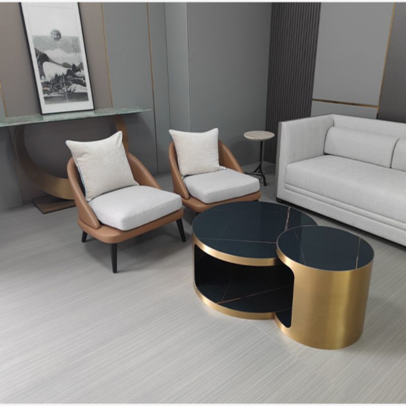 Wholesale of rock plate mother and child coffee table sets, Nordic light luxury living room small apartment furniture, simple table coffee table details Picture