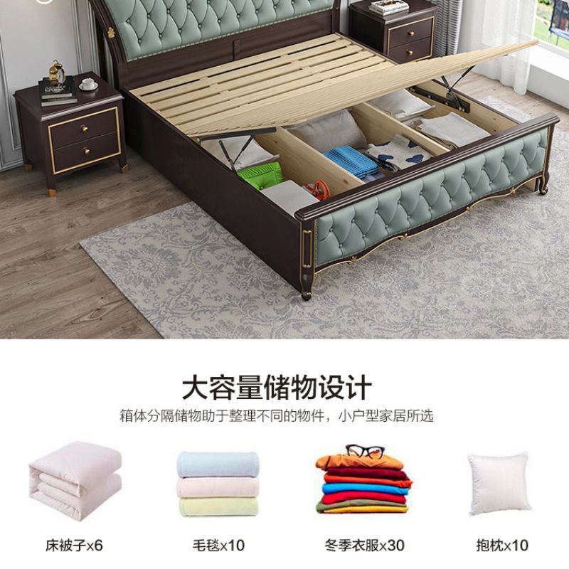美式轻奢床现代简约1.8米主卧双人床1.5米软靠公主床储物实木床详情图4
