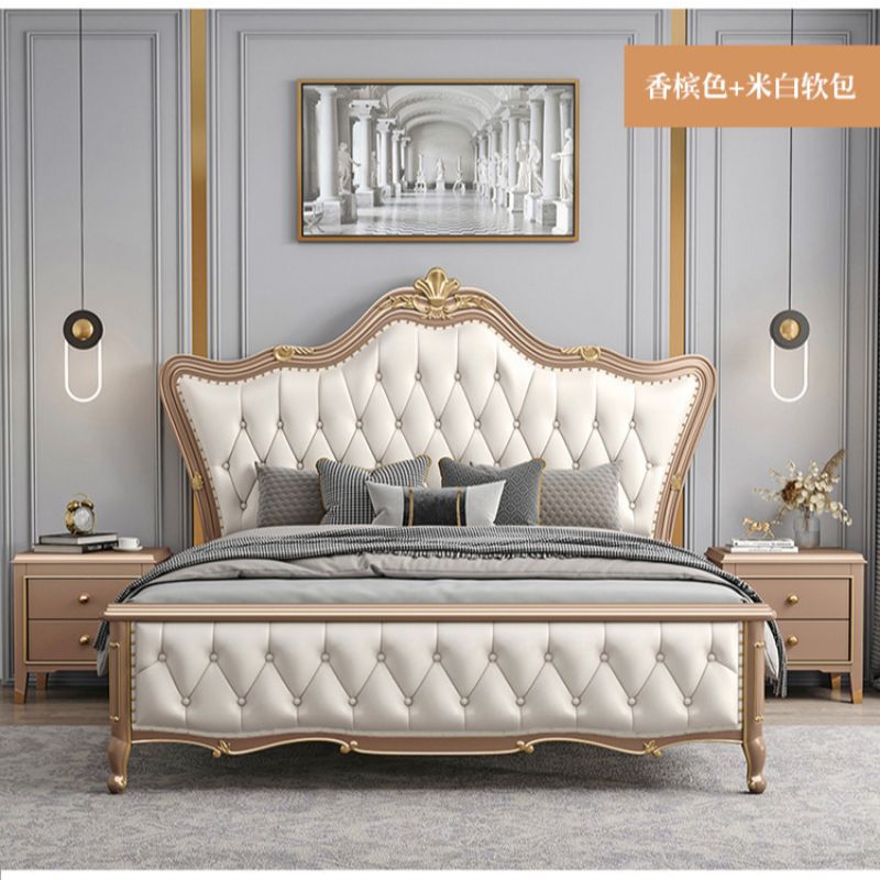 美式轻奢床现代简约1.8米主卧双人床1.5米软靠公主床储物实木床详情图2