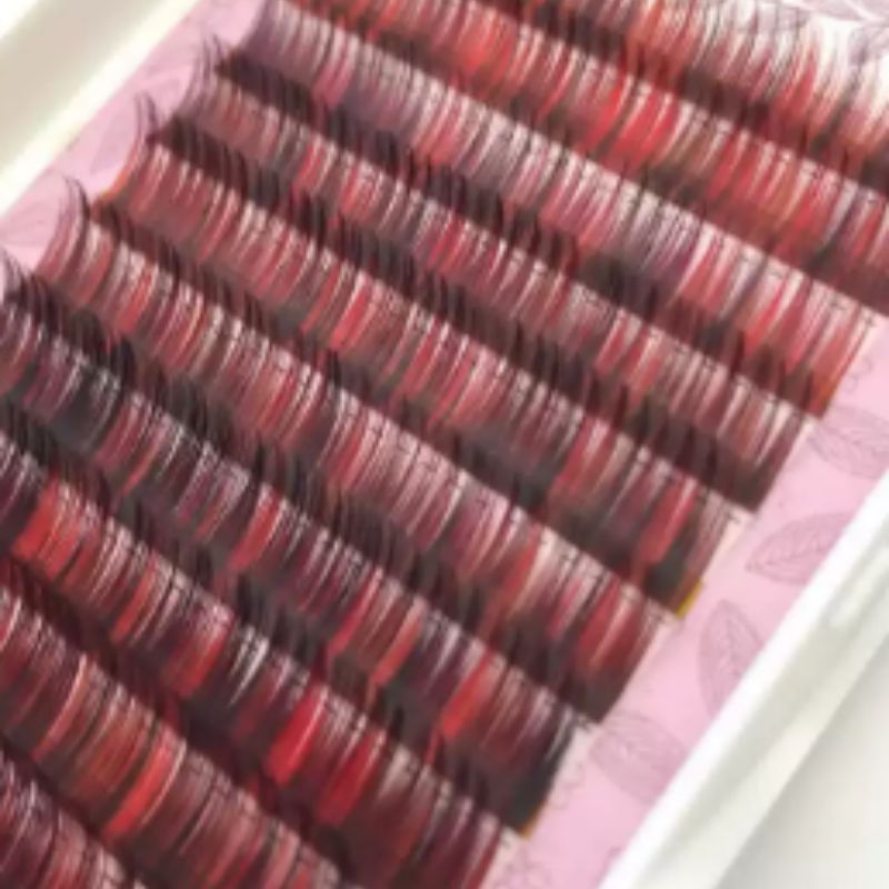 Mengluoshi Colorful Eyelash Extensions in Dazzling Red 02 pic 1