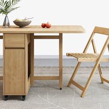实木折叠餐桌小户型家用多功能可移动餐桌椅组合6人饭桌