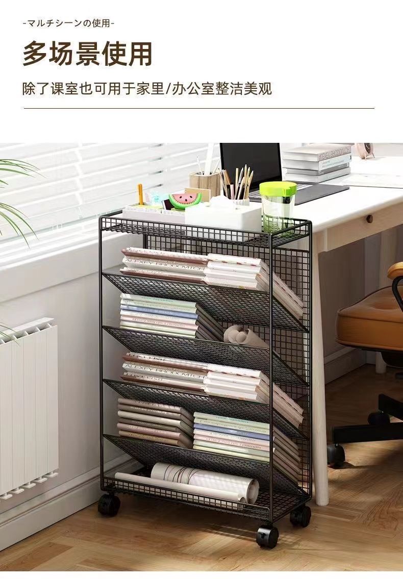 The small bookshelf beside the desk, the storage rack by the desk, the movable wheeled bookshelf, the book storage space in the classroom gap, the primary school bookshelf A4632 pic 7