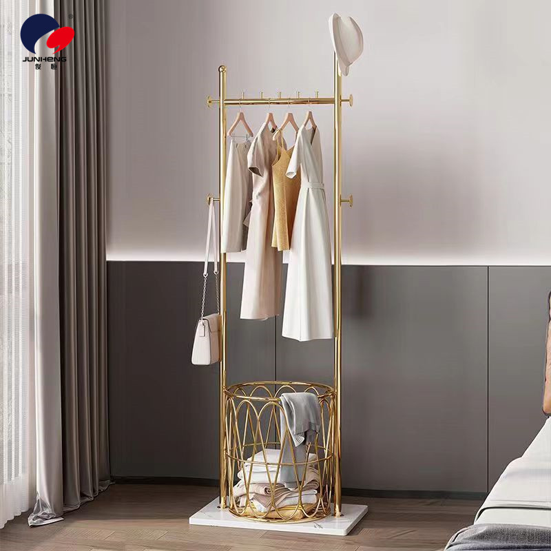 Light luxury iron clothes hanger, floor-standing bedroom home storage rack, simple coat rack, marble hanging clothes hanger, Internet celebrity