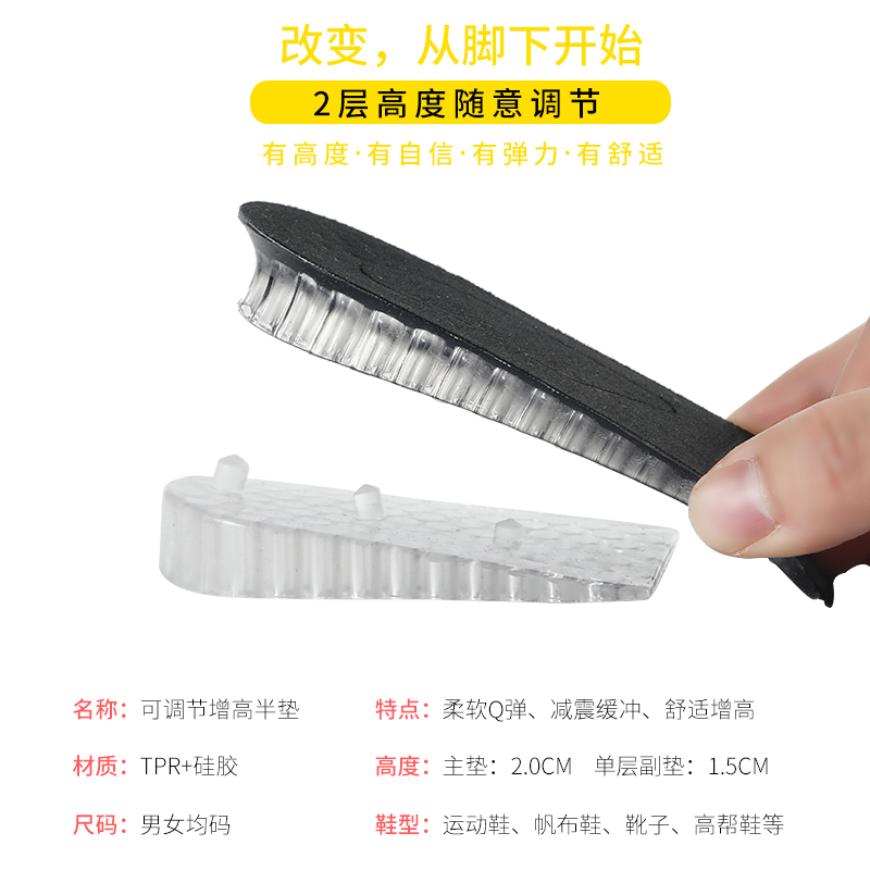 Double-Layer Adjustable Heel Pad Can Be Padded 1-4 Layers Wear-Resistant Comfortable And Convenient Multi-Color With Wholesale Soft Shock Absorbent Slow-Release Tpr Silicone Is Not Easy To Deform And Elastic details Picture