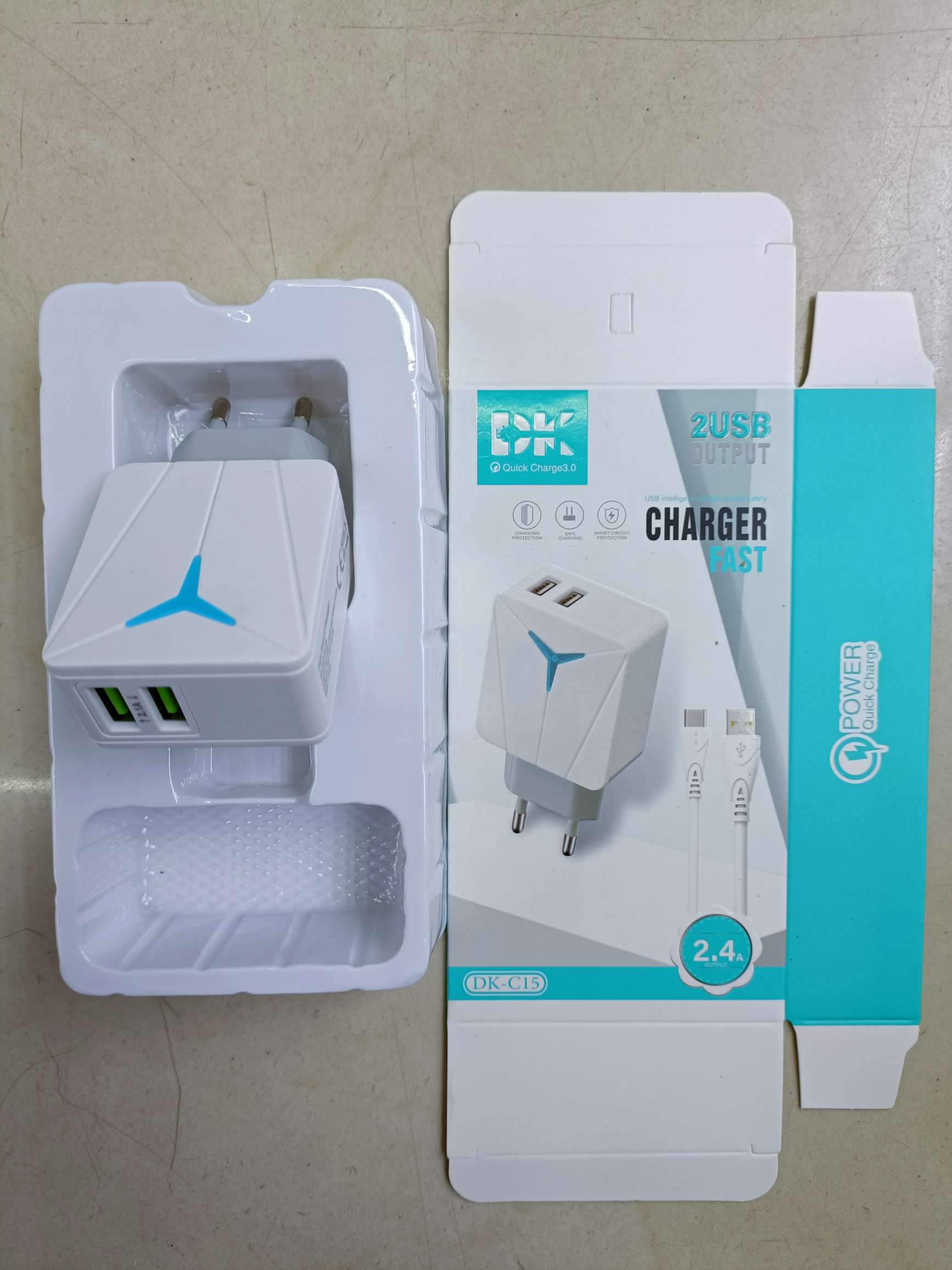 2USB triangle luminous charging head with light USB mobile phone charger Charging head with mobile phone data cable