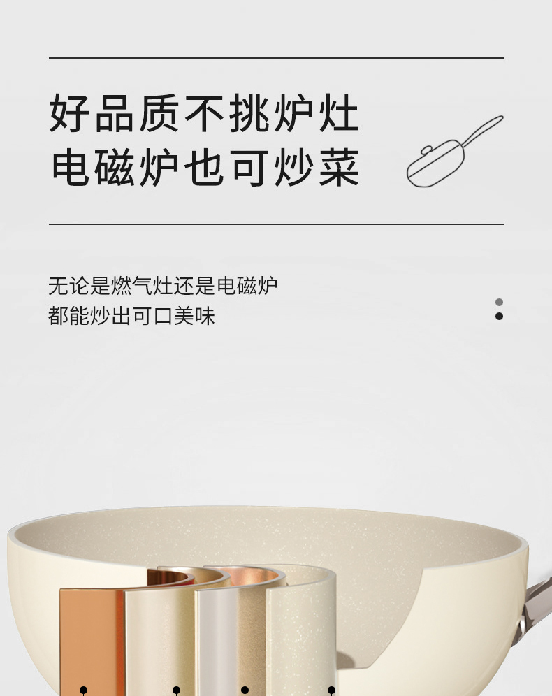 C&E Creative Light Yellow Pebble Three-piece non-stick pan, wok, milk pan and frying pan pic 10