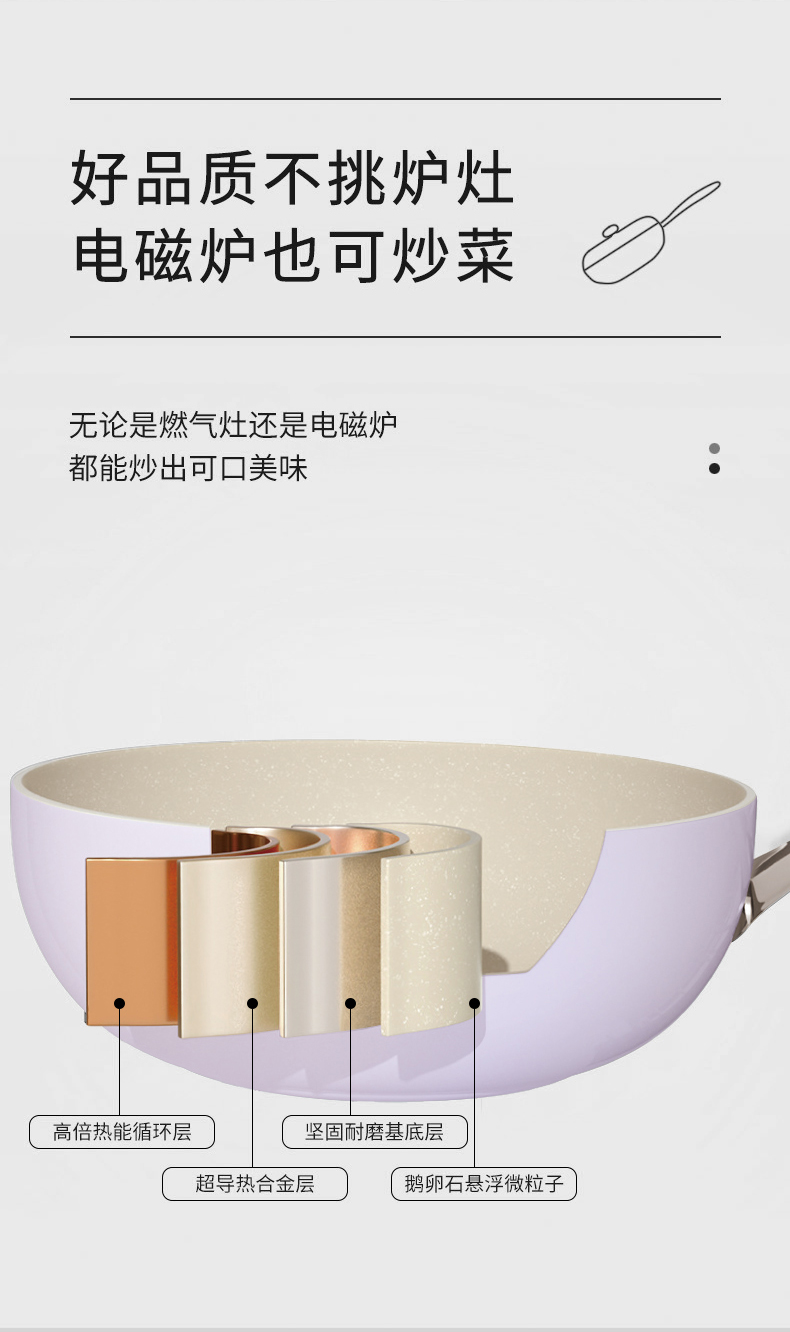 C&E创艺紫色鹅卵石三件套不粘锅炒锅奶锅煎锅详情10