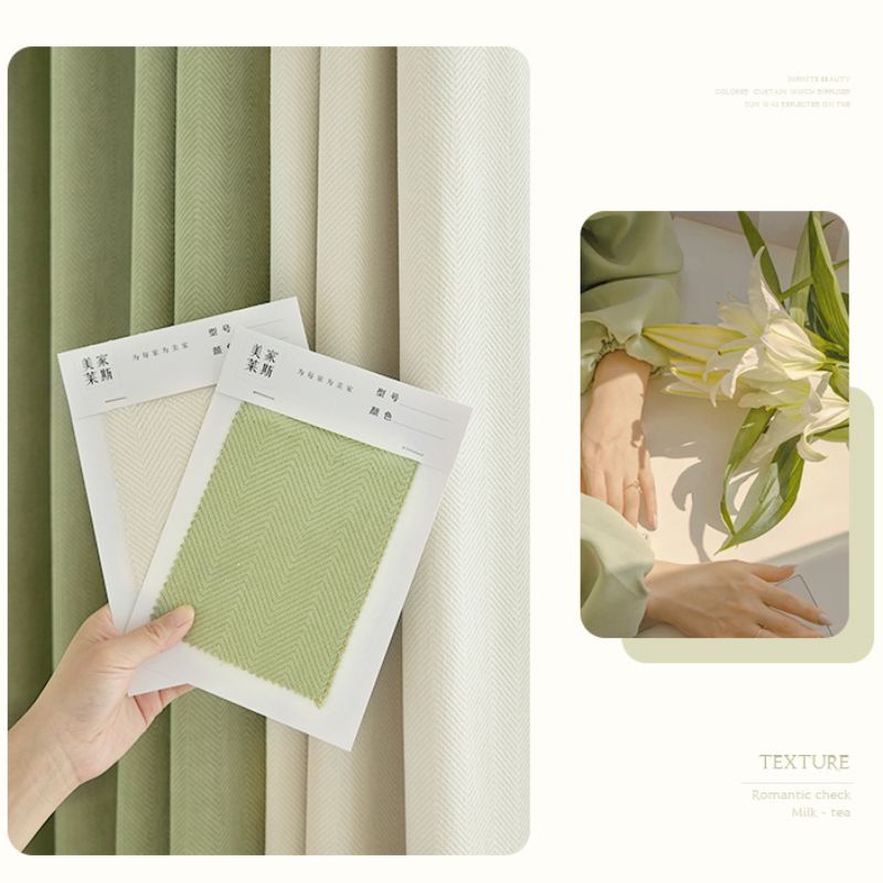 Bingo Soft Furnishing herringbone pattern Chenille curtains, light luxury bay window 2022, thickened and light-blocking new bedroom style, ins style Application Scenario