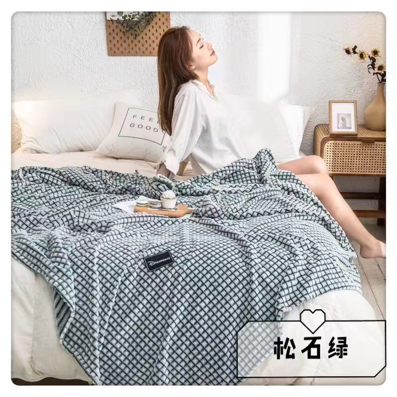 Plain Back Print Plaid Blanket Comfort Bedding Skin Friendly Blanket For Two Item Picture