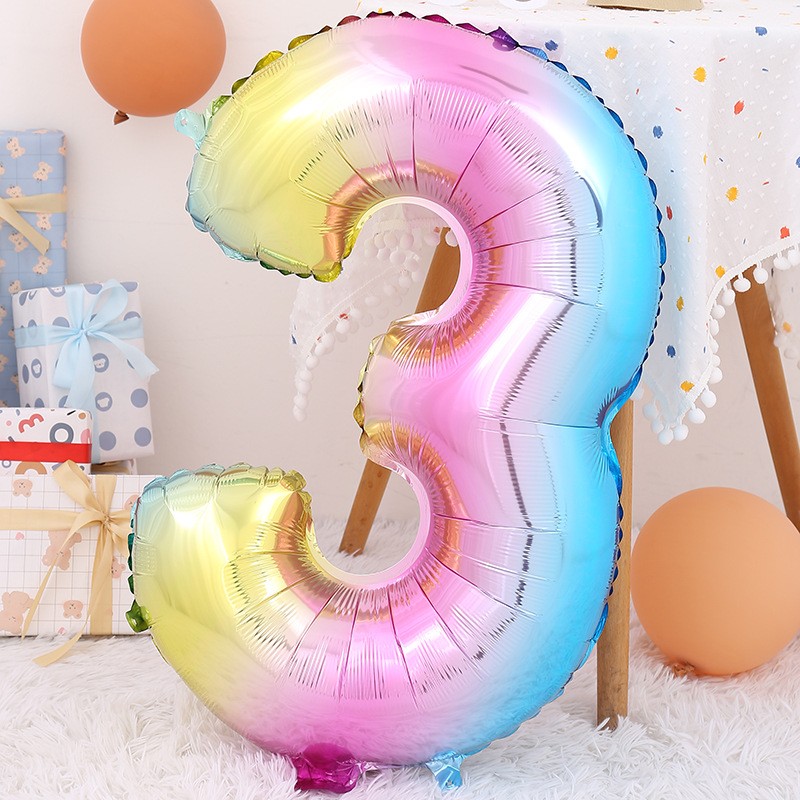 新款32寸渐变数字气球 中数字铝膜气球生日派对装饰场景布置气球详情6